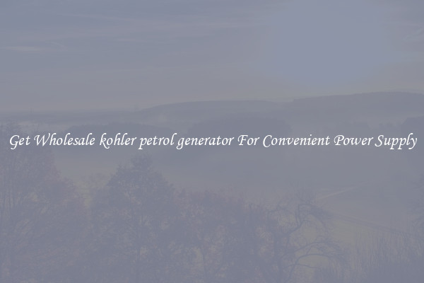 Get Wholesale kohler petrol generator For Convenient Power Supply
