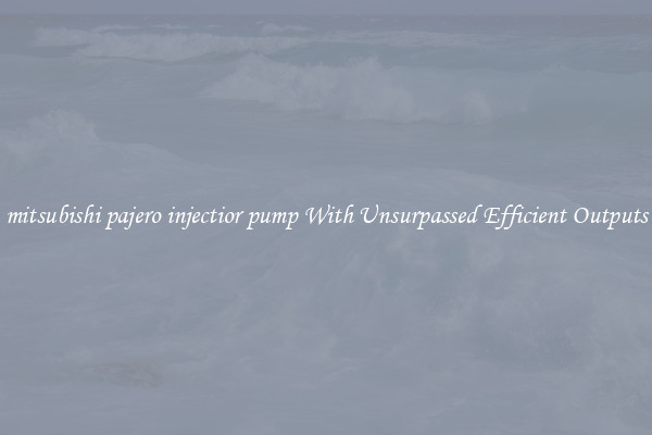 mitsubishi pajero injectior pump With Unsurpassed Efficient Outputs