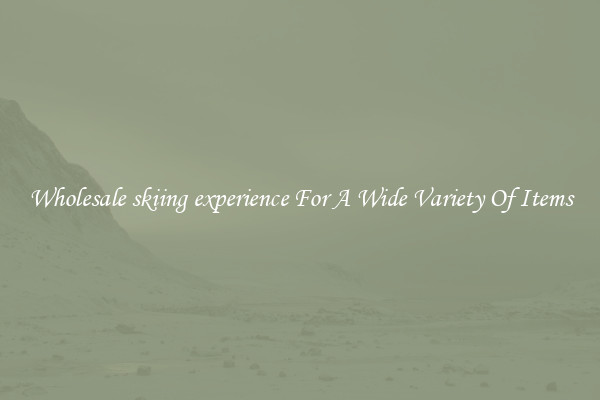 Wholesale skiing experience For A Wide Variety Of Items