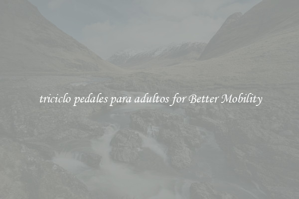 triciclo pedales para adultos for Better Mobility